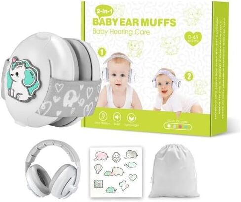 2-in-1 Baby Headphones for Noise Cancelling, Adjustable Ear Muff Noise Protection for Infant Toddler- Travel Essential in Kuwait