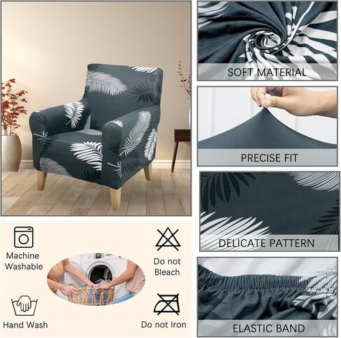 Printed Arm Chair Covers Stretch Armchair Slipcover Washable Furniture Protector Single Seat Couch Chair Cover for Living Room All-Season(Beige Plaid) in Kuwait