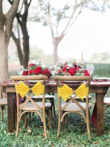 10PCS Spandex Stretch Chair Sashes Bows Elastic Chair Bands Ties for Wedding Party Reception Events Universal Ceremony Banquet Decorations (Yellow) in Saudi Arabia