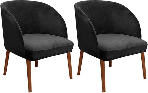 2 Pack Soft Velvet Armchair Wingback Round Curved Back Chair Cover Modern Wide Seat Mid Century Back Accent Chair Slipcover for Living Kitchen Room in Kuwait