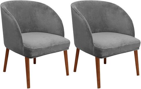 2 Pack Soft Velvet Armchair Wingback Round Curved Back Chair Cover Modern Wide Seat Mid Century Back Accent Chair Slipcover for Living Kitchen Room in Kuwait