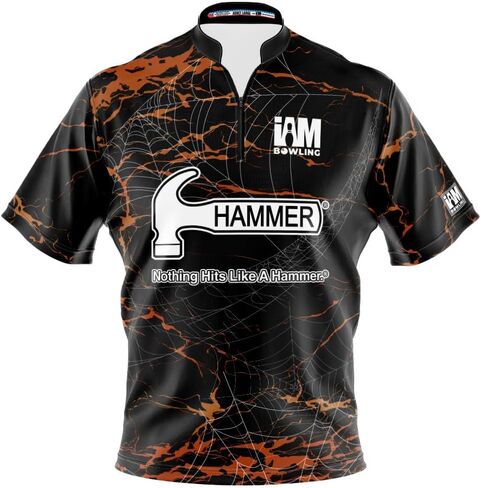 Logo Infusion I AM Bowling Jersey Short Sleeve Sash Collar 2072-HM Made in USA Hammer in Saudi Arabia