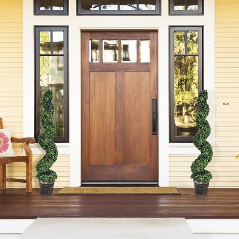 Goplus 4FT Pre-Lit Artificial Spiral Boxwood Topiary Tree, 2 Pack 47" Tall Faux Potted Fake Greenery Plants w/ 100 LED Lights, Nursery Pot, Indoor Outdoor Home Front Porch Holiday Decoration in Saudi Arabia