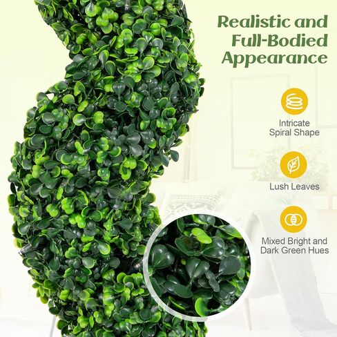 Goplus 4FT Pre-Lit Artificial Spiral Boxwood Topiary Tree, 2 Pack 47" Tall Faux Potted Fake Greenery Plants w/ 100 LED Lights, Nursery Pot, Indoor Outdoor Home Front Porch Holiday Decoration in Saudi Arabia