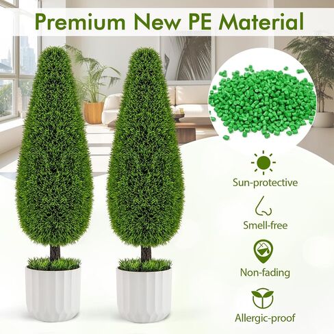 Goplus 3ft 3ft Cedar Teardrop topiary Tree ، 2 Pack Faux Potted Potted مع وعاء حضانة البلاستيك ، وكروم فو ، وتوبيرية مصطنعة دائمة الخضرة لتوبيخ الشرفة الأمامية الداخلية الداخلية في الهواء الطلق. in Saudi Arabia
