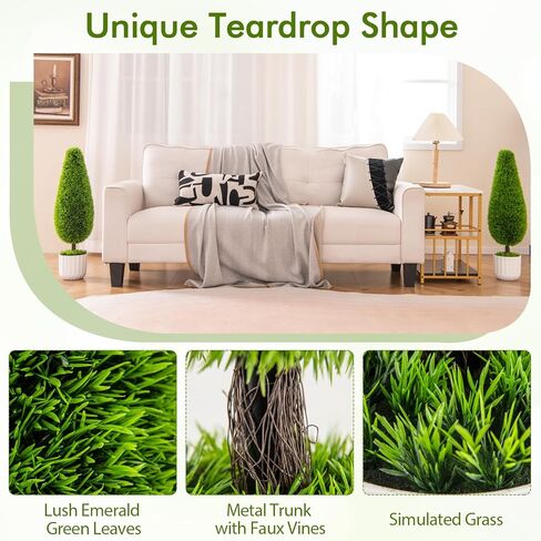 Goplus 3ft 3ft Cedar Teardrop topiary Tree ، 2 Pack Faux Potted Potted مع وعاء حضانة البلاستيك ، وكروم فو ، وتوبيرية مصطنعة دائمة الخضرة لتوبيخ الشرفة الأمامية الداخلية الداخلية في الهواء الطلق. in Saudi Arabia