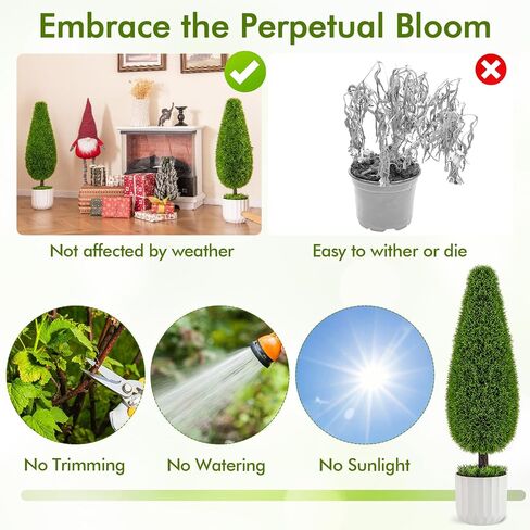 Goplus 3ft 3ft Cedar Teardrop topiary Tree ، 2 Pack Faux Potted Potted مع وعاء حضانة البلاستيك ، وكروم فو ، وتوبيرية مصطنعة دائمة الخضرة لتوبيخ الشرفة الأمامية الداخلية الداخلية في الهواء الطلق. in Saudi Arabia