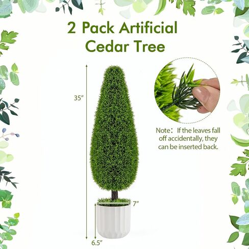Goplus 3ft 3ft Cedar Teardrop topiary Tree ، 2 Pack Faux Potted Potted مع وعاء حضانة البلاستيك ، وكروم فو ، وتوبيرية مصطنعة دائمة الخضرة لتوبيخ الشرفة الأمامية الداخلية الداخلية في الهواء الطلق. in Saudi Arabia