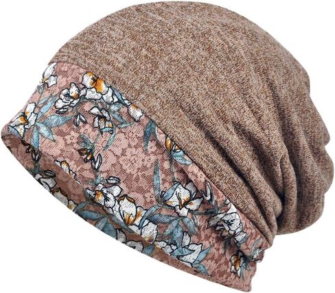 Women's Floral Pattern Beanie Hat Cotton Lace Skull Cap in Saudi Arabia