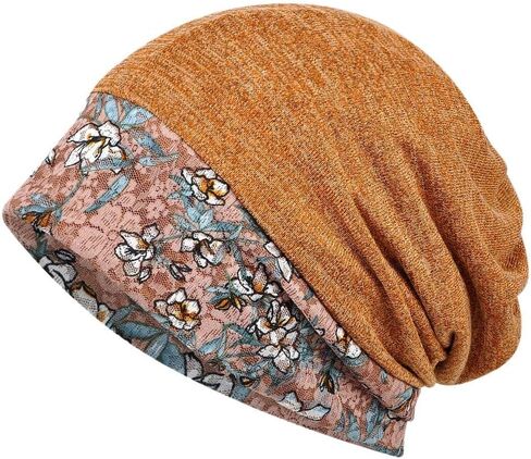 Women's Floral Pattern Beanie Hat Cotton Lace Skull Cap in Saudi Arabia