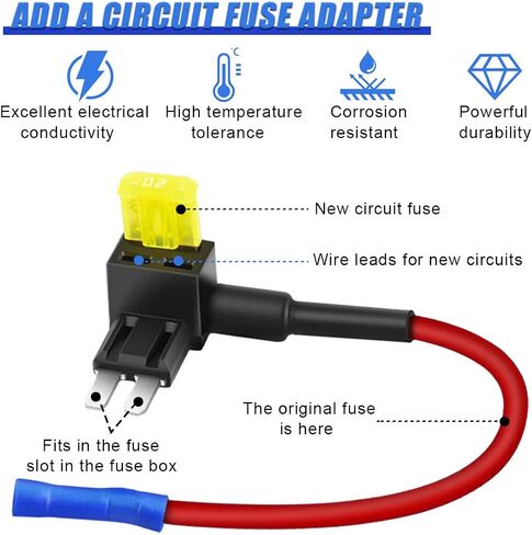 10PCS Micro2 Fuse Tap, 12V 50058R Micro II with 20A Fuses Holder, Car Add a Circuit Fuse Tap Adapters, Car ATR Blade Adapter Add On Dual Circuits for Vehicles Trucks Boats (Micro2) in Saudi Arabia