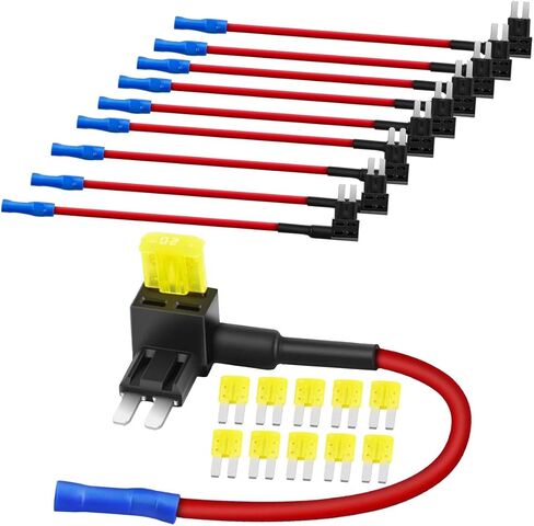 10PCS Micro2 Fuse Tap, 12V 50058R Micro II with 20A Fuses Holder, Car Add a Circuit Fuse Tap Adapters, Car ATR Blade Adapter Add On Dual Circuits for Vehicles Trucks Boats (Micro2) in Saudi Arabia