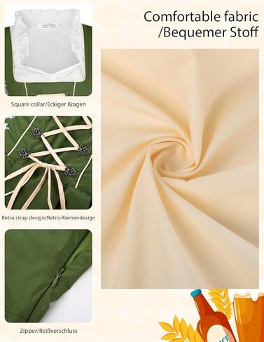 JASAMBAC Women's German Dirndl Dress Costumes 3 Pieces for Oktoberfest Carnival in Kuwait