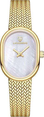 Dainty Gold Watches for Women with Mesh Steel Bracelet, Mother of Pearl Oval Dial Ladies Watches, Luxury Analog Wrist Watch Waterproof Quartz Women's Watch in Saudi Arabia