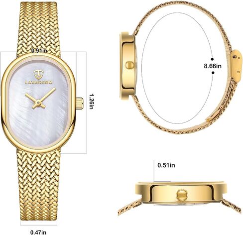 Dainty Gold Watches for Women with Mesh Steel Bracelet, Mother of Pearl Oval Dial Ladies Watches, Luxury Analog Wrist Watch Waterproof Quartz Women's Watch in Saudi Arabia