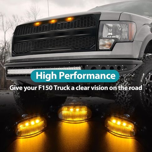 مصابيح الشبكة الأمامية LED للفترة 2004-2020 Ford F150،2017-2022 F250،2013-2018 Dodge RAM 1500 Raptor Style Prefarket Resplication Shells Lamps Accessories (Black Shell Amber Light) in Kuwait