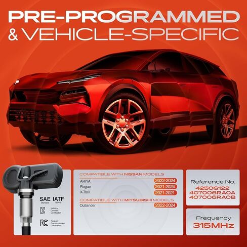 A-Premium 4PCS Pre-Programmed TPMS Sensor Tire Pressure Monitoring Sensor - Compatible with Nissan Rogue 2021-2024, Ariya 2022-2024, X-Trail 2021 & Mitsubishi Outlander 2022-2024 - 315MHz in Saudi Arabia