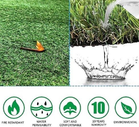 Petgrow Realistic Artificial Grass Rug - Indoor Outdoor Garden Lawn Landscape Synthetic Turf Mat - Thick Fake Grass Rug - 13 X 82FT(1066 Square FT) in Saudi Arabia