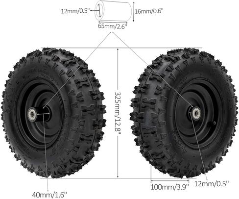 4.10-6 Go Kart ATV Tubeless Tire with Rim and 6001ZZ Bearings | Front Tires for Quad Bikes 4 Four Wheelers Tubeless in Saudi Arabia