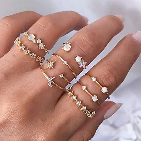 62-101pcs حلقات مفصل خمر مجموعة حلقات ميدي قابلة للتكديس للنساء حزمة المجوهرات البوهيمية الفضية الفضية (58 ٪) in Saudi Arabia