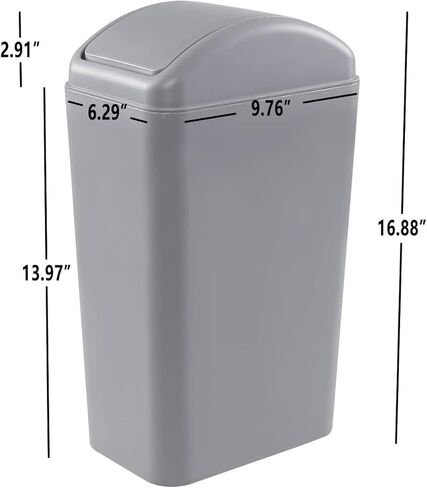 سلة مهملات بلاستيكية سعة 3.5 جالون من Esdiplot مع غطاء علوي متأرجح، سلة مهملات ذات غطاء متأرجح رفيع، F in Kuwait