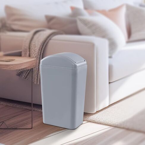 سلة مهملات بلاستيكية سعة 3.5 جالون من Esdiplot مع غطاء علوي متأرجح، سلة مهملات ذات غطاء متأرجح رفيع، F in Kuwait