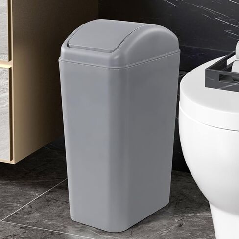 سلة مهملات بلاستيكية سعة 3.5 جالون من Esdiplot مع غطاء علوي متأرجح، سلة مهملات ذات غطاء متأرجح رفيع، F in Kuwait