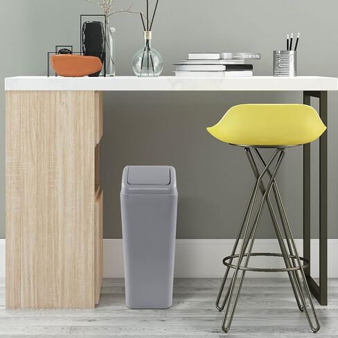 سلة مهملات بلاستيكية سعة 3.5 جالون من Esdiplot مع غطاء علوي متأرجح، سلة مهملات ذات غطاء متأرجح رفيع، F in Kuwait