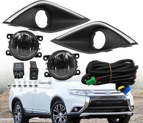 Front Bumper Fog Light Assembly Compatible with 2016 2017 2018 Outlander w/Covers+ Wire Harness Switch in Saudi Arabia