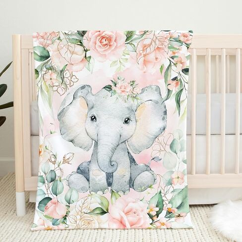 UNIQUE Safari Ultra Soft Fleece Baby Blanket 30x40in, Cute Elephant Baby Blanket, Gender Neutral in Saudi Arabia