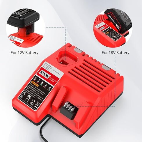 9.0Ah 18V Battery Replacement for Milwaukee M18 & 3A Dual Charger Replacement for Milwaukee M18 48-11-1850 48-11-1828 48-11-1860 48-11-1890, Battery Charger 4811-1862 4811-1852 4811-1840 （2 pack） in Kuwait