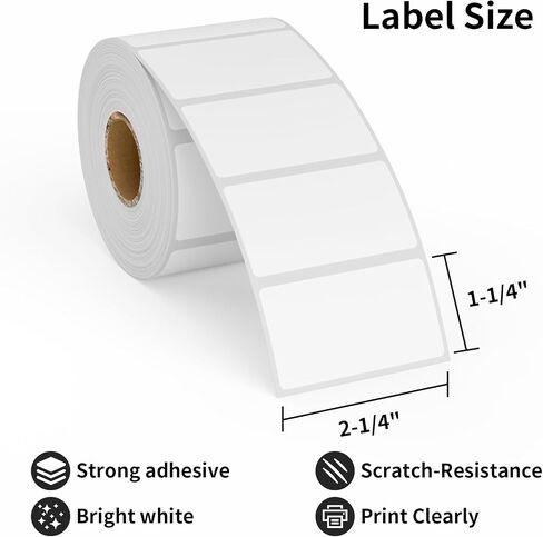 2x1inch Direct Thermal Label Paper for Barcodes, Shipping, 1000 Labels Per Roll White, Compatible with Rollo Label Printer & Zebra Desktop Printers in Kuwait