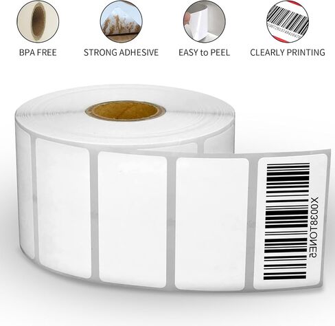 2x1inch Direct Thermal Label Paper for Barcodes, Shipping, 1000 Labels Per Roll White, Compatible with Rollo Label Printer & Zebra Desktop Printers in Kuwait