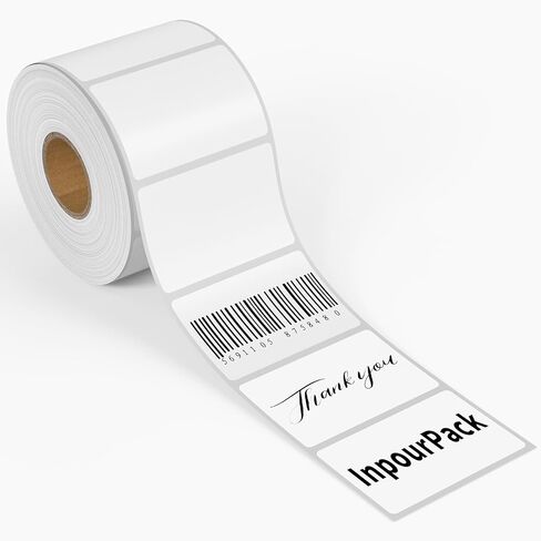 2x1inch Direct Thermal Label Paper for Barcodes, Shipping, 1000 Labels Per Roll White, Compatible with Rollo Label Printer & Zebra Desktop Printers in Kuwait