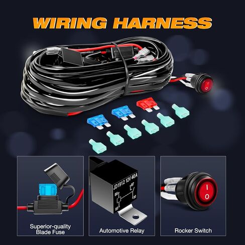 LED Light Bar 12Inch 300W & 2PCS 4Inch 60W Spot Flood Light Pods, KINGOPT LED High Brightness with Wiring Harness Kit Fog Lamps Driving Boat Work Lights for Truck SUV ATV UTV Golf Car Jeep Automatic in Saudi Arabia