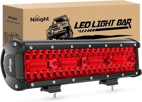 Nilight LED Light Bar 12 Inch 240W Red Pod Lights Triple Row Spot Flood Combo 30000LM Driving Boat Off Road Lighting for Trucks Pickup Golf Cart SUV ATV UTV 4x4 Van Camper Tractor in Saudi Arabia