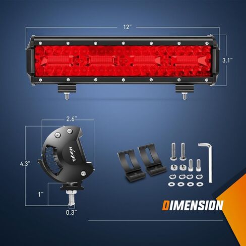 Nilight LED Light Bar 12 Inch 240W Red Pod Lights Triple Row Spot Flood Combo 30000LM Driving Boat Off Road Lighting for Trucks Pickup Golf Cart SUV ATV UTV 4x4 Van Camper Tractor in Saudi Arabia