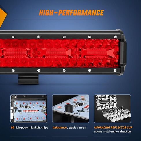 Nilight LED Light Bar 12 Inch 240W Red Pod Lights Triple Row Spot Flood Combo 30000LM Driving Boat Off Road Lighting for Trucks Pickup Golf Cart SUV ATV UTV 4x4 Van Camper Tractor in Saudi Arabia