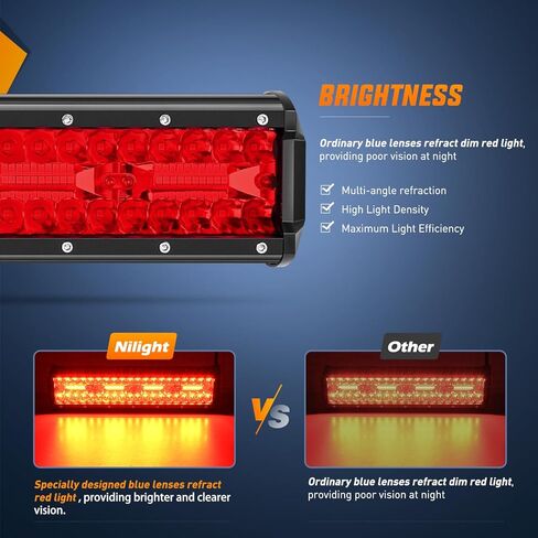 Nilight LED Light Bar 12 Inch 240W Red Pod Lights Triple Row Spot Flood Combo 30000LM Driving Boat Off Road Lighting for Trucks Pickup Golf Cart SUV ATV UTV 4x4 Van Camper Tractor in Saudi Arabia