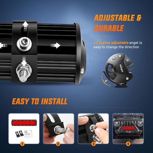 Nilight LED Light Bar 12 Inch 240W Red Pod Lights Triple Row Spot Flood Combo 30000LM Driving Boat Off Road Lighting for Trucks Pickup Golf Cart SUV ATV UTV 4x4 Van Camper Tractor in Saudi Arabia