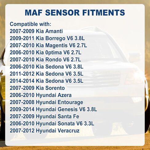مستشعر تدفق الهواء الشامل MAF متوافق مع Hyundai Sonata 2006-2010 Chevy Exhinox 2005-2009 Pontiac G6 2006-2010 استبدال 28164-3C100 28110-3C100 in Saudi Arabia