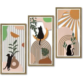 Putuo Decor Boho Cat Wall Art Set من 3 ، لوحات جدارية مقطوعة MDF مع صورة ظلية قات in Kuwait