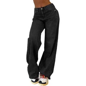 EMMIOL Wide Leg Jeans for Women, Mid Rise Baggy Jeans Plus Size Boyfriends Denim Pants, Y2K Vintage Style in Saudi Arabia
