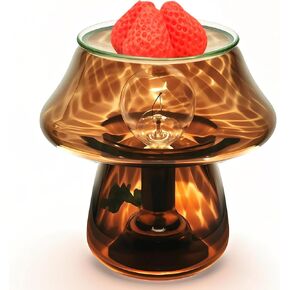 Mushroom Desk Lamp - Small Vintage Table Lamp for Bedroom, Office, Bedside, Nightstand | Translucent Glass, Boho Aesthetic Western Home Decor for Living Room & Kitchen (Without Wax Cubes) in Saudi Arabia
