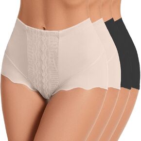 4Pack Women's High Waisted Underwear Moderate Tummy Control Shapewear Panties Stretch Lace Briefs for Women in Saudi Arabia