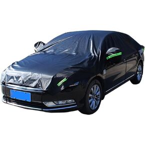 Half Car Cover, Sun Protection Heat Insulation and Anti-hail Protector for All Seasons, Oxford Velvet Thickened Waterproof Foldable Outdoor Car Cover, for Most Sedans (Silver) in Kuwait
