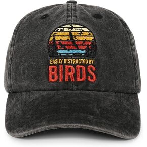 InnoBeta Bird Watching Gifts, Bird Watcher Gifts, Birds Watchers Hat, Vintage Adjustable Embroidered Washed Cotton Hat, Easily Distracted by Birds in Saudi Arabia