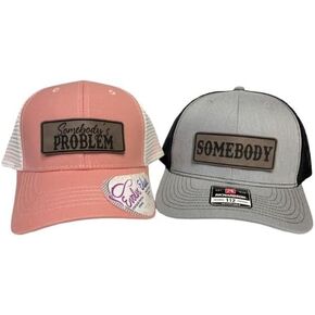 Somebody's Problem and Somebody Vintage Trucker Hats (2 Pack) | Premium Snapback Baseball Hats for Men & Women, Somebody's Problem Ponytail Hat (Heather Grey/Snow Leopard) in Saudi Arabia