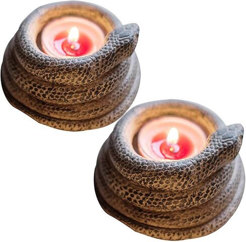 حامل شمعدان ثعبان ملفوف ، حامل شمعة راتنجات ، نحت ثعبان ، زخرفة زخرفة حديقة المنزل (2 مساءً) in Kuwait