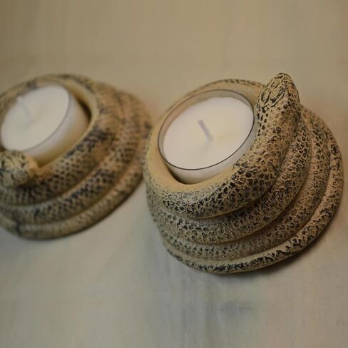 حامل شمعدان ثعبان ملفوف ، حامل شمعة راتنجات ، نحت ثعبان ، زخرفة زخرفة حديقة المنزل (2 مساءً) in Kuwait